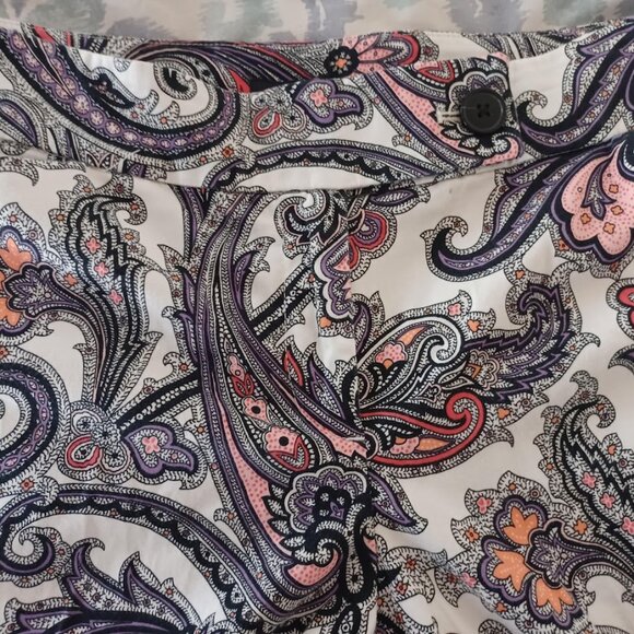 Ann Taylor Signature Fit Women’s Pants Size 6 Paisley Print Cotton Blend Ankle - Picture 3 of 7